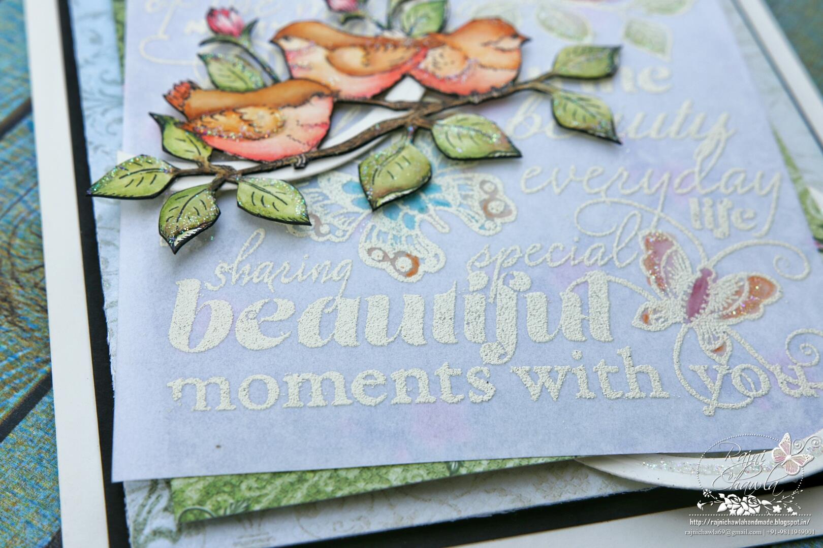 Heat Embossed Card with Heartfelt Creation’s Birds and Blooms Collection
