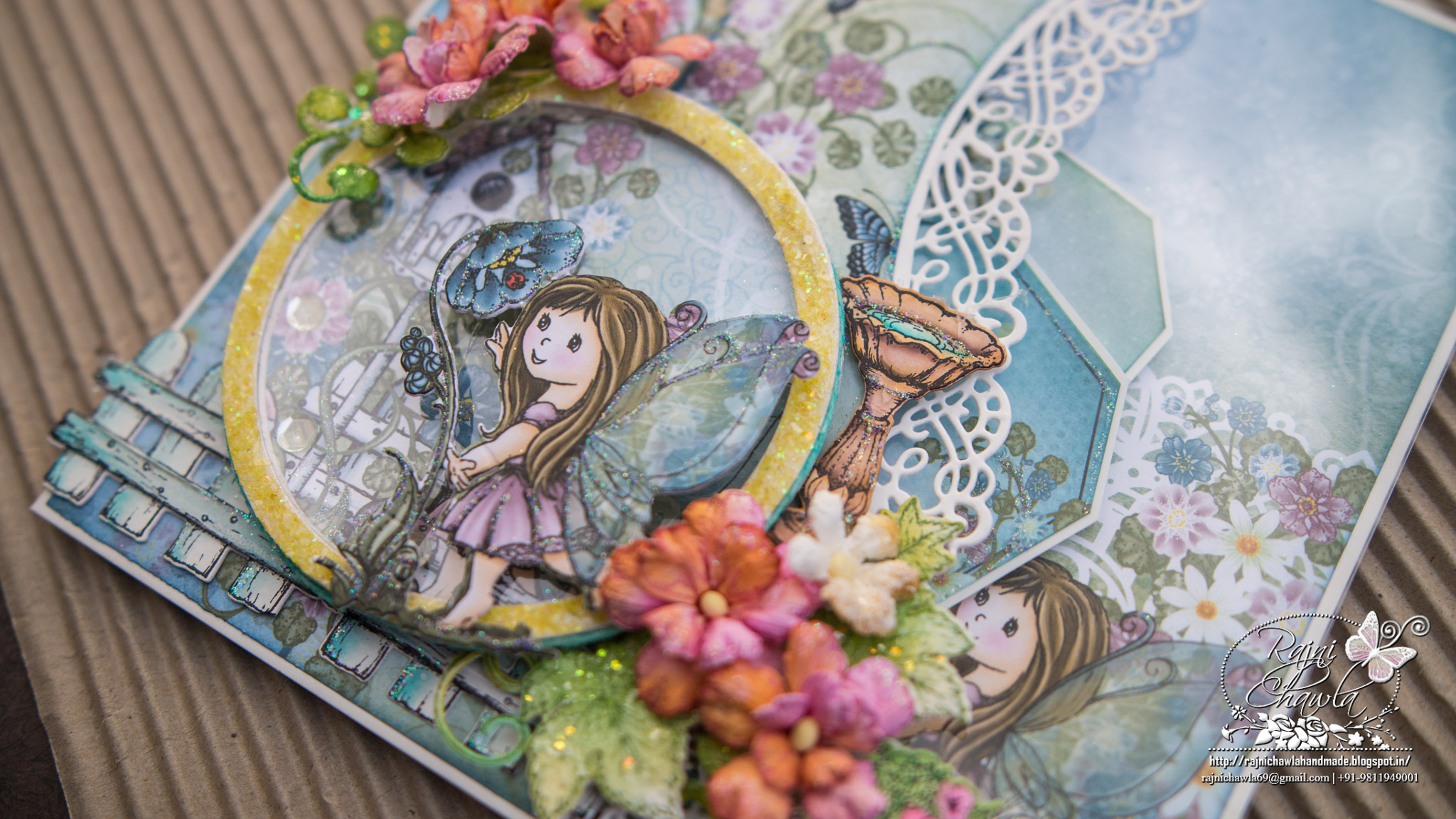 Round window fairy card using Wildwood Cottage Collection by Heartfelt Creations