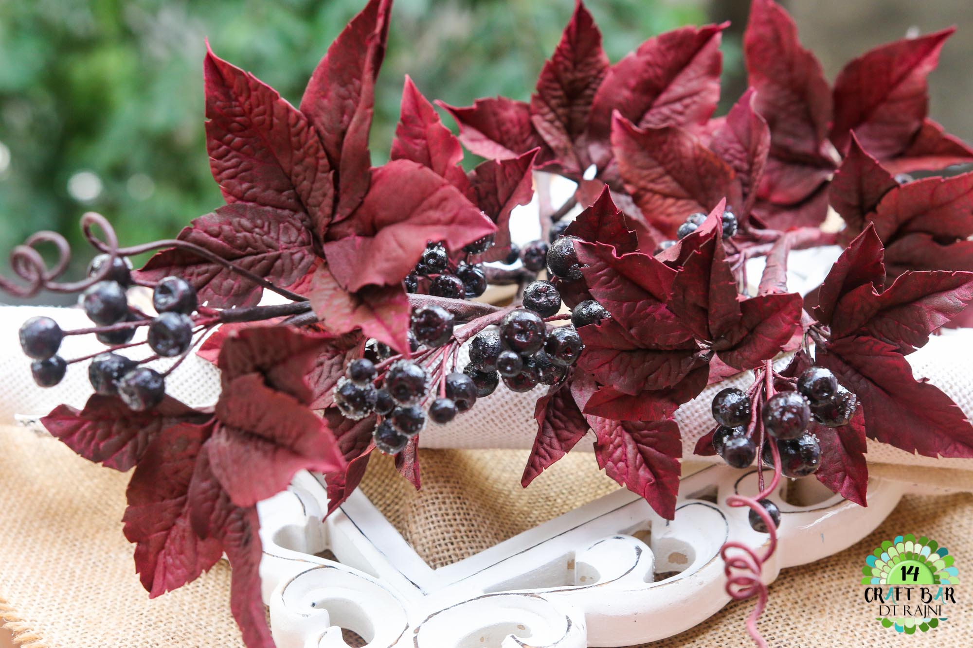 Foamiran Red Maple and Blueberries