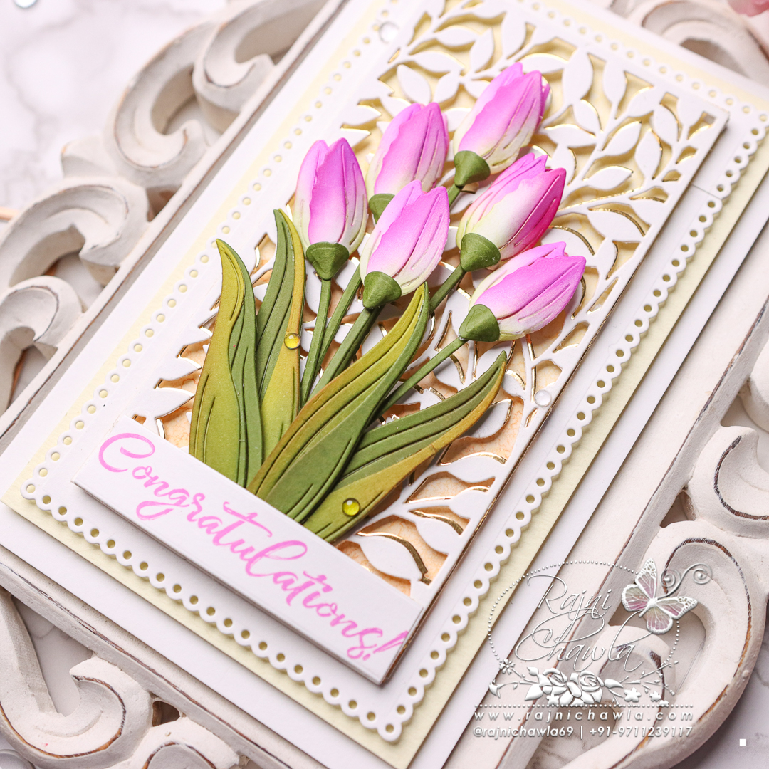 Amazing Paper Grace Sweet Leaf Mini Slimline Etched Dies and Layered Tulips Etched Dies￼